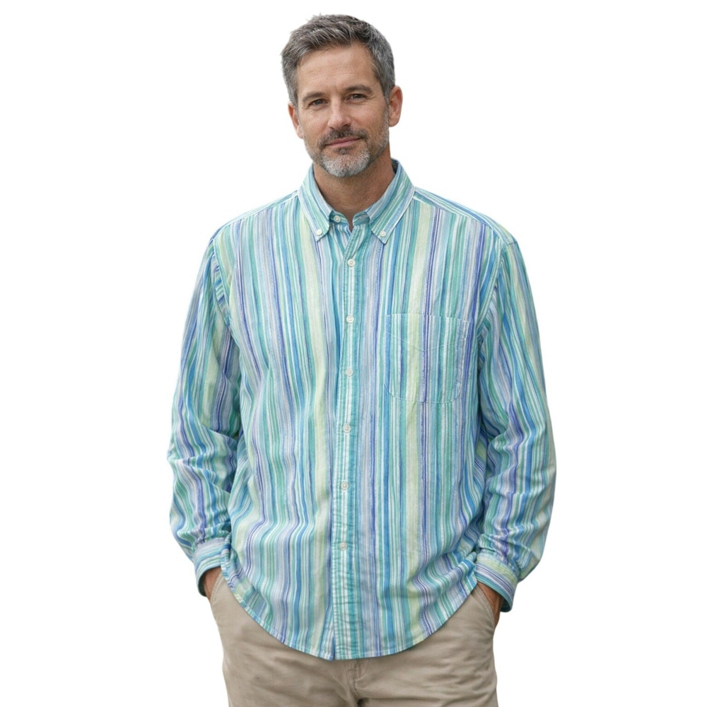Fresh Produce Pastel Striped Long Sleeve Button Up XL
